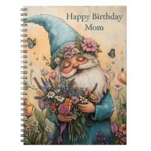 Customizable Flower Gnome Illustration Notebook