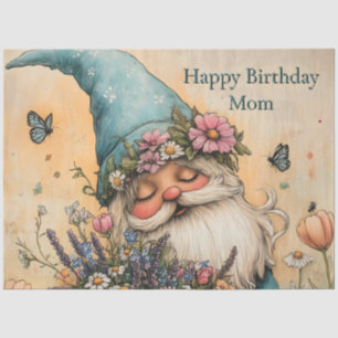 Customizable Flower Gnome Illustration Tissue Paper