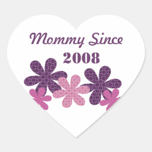 Customizable Flower Mommy Since Heart Stickers