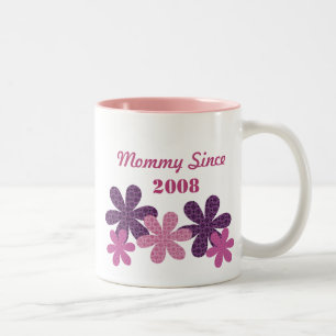 Customizable Flower Mommy Since Mug, Purple Two-Tone Coffee Mug