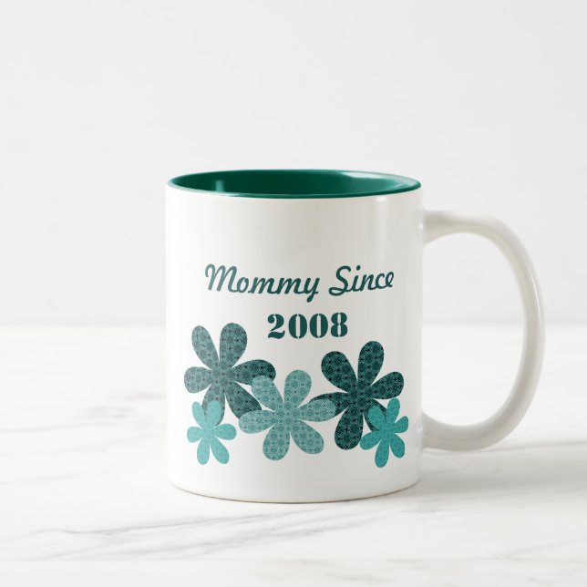 Customizable Flower Mommy Since Mug (Teal) (Right)