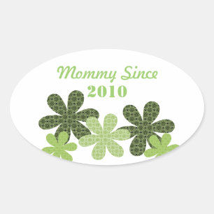 Customizable Flower Mommy Since Oval Stickers