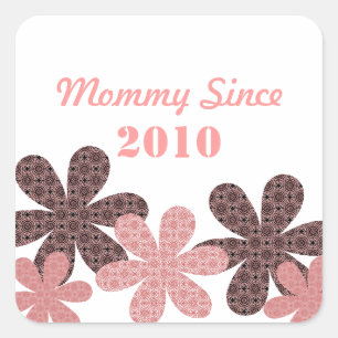 Customizable Flower Mommy Since Square Stickers