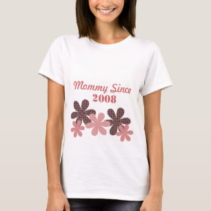 Customizable Flower Mommy Since T-shirt, Burgundy T-Shirt