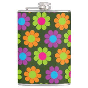 Customizable Flower Power Hip Flask
