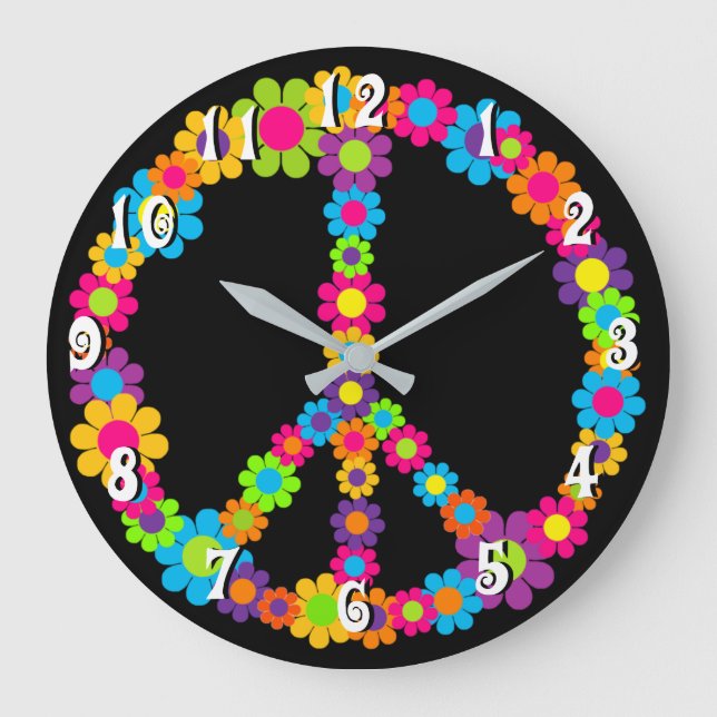 Customizable Flower Power Large Clock (Front)