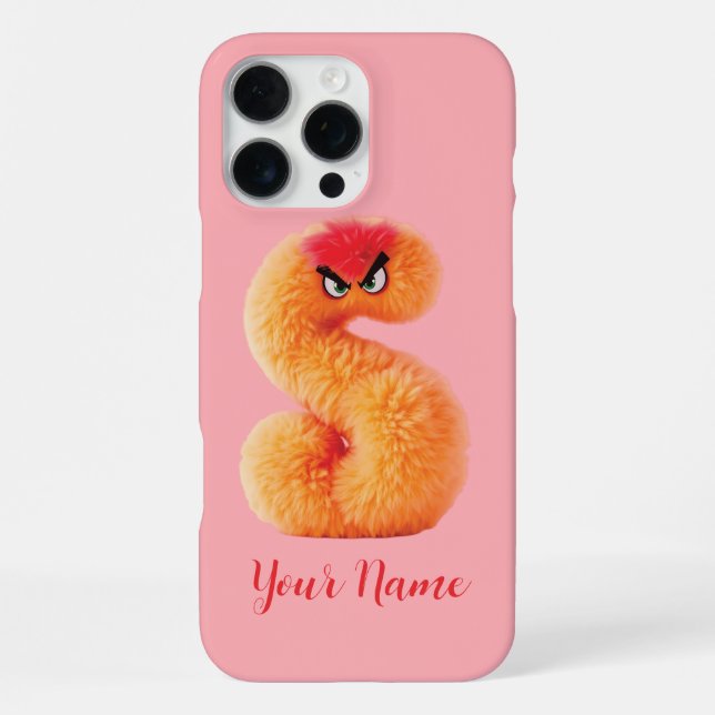 Customizable Fluffy Monster S Initial iPhone Case (Back)