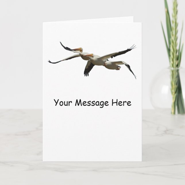 Customizable Flying Pelicans 2 Greeting Card (Front)