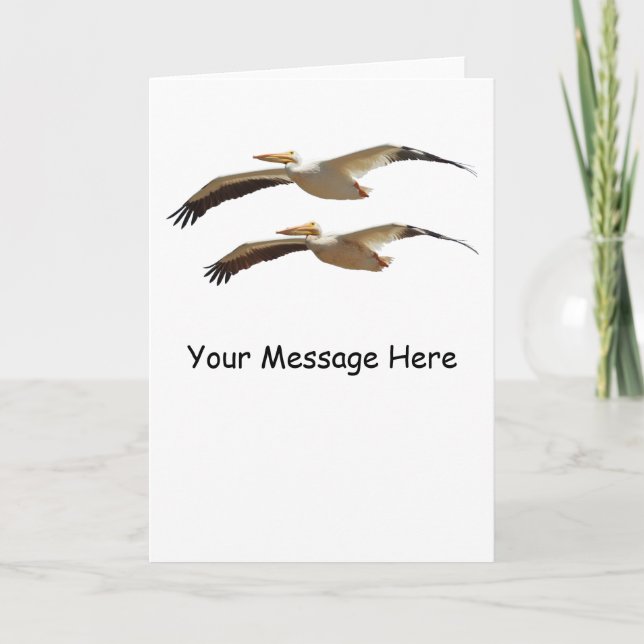 Customizable Flying Pelicans 3 Greeting Card (Front)