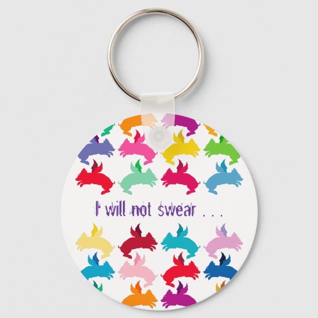 Customizable: Flying piggies Keychain (Front)