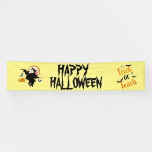 Customizable Flying Witch Halloween Party Banner 