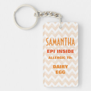 Customizable Food Allergy Alert Kids Personalized Keychain