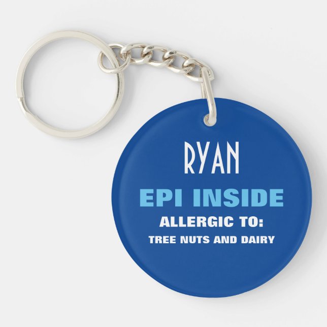 Customizable Food Allergy Alert Kids Personalized Keychain (Front)