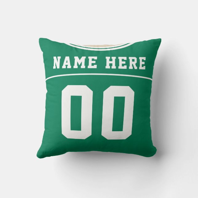 Customizable Football Jersey Number Jersey, Green Throw Pillow (Back)
