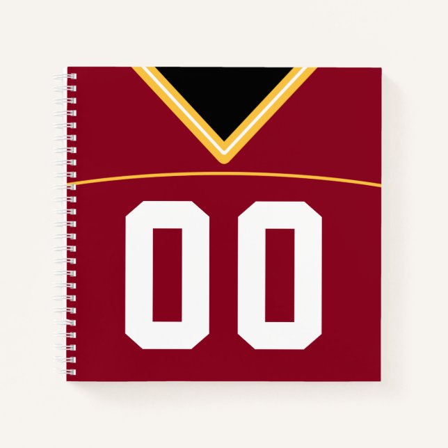 Customizable Football Maroon Jersey  Notebook (Front)
