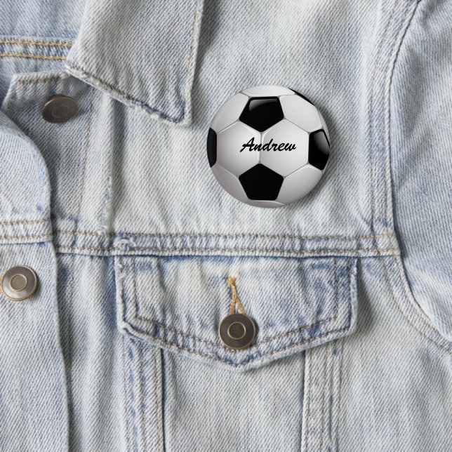 Customizable Football Soccer Ball 2 Inch Round Button (In Situ)