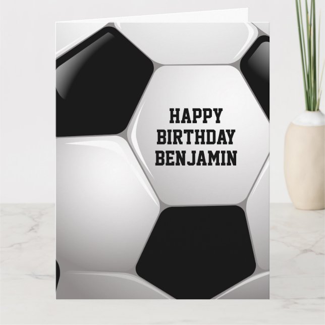 Customizable Football Soccer Ball Happy Birthday Card (Front)