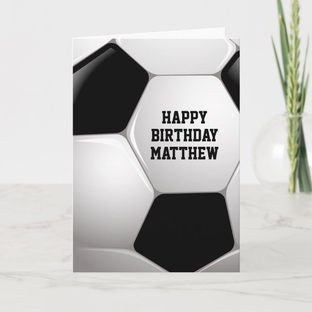 Customizable Football Soccer Ball Happy Birthday Card (Front)