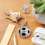 Customizable Football Soccer Ball Keychain<br><div class="desc">Soccer sports design with a close up image of a soccer ball, fully customizable with your own name or text. Perfect for the soccer player, football fan or soccer coach. Other color combinations are available in our store and we welcome custom requests, just contact us through our GiftsBonanza store prior...</div>