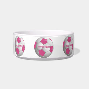 Customizable Football Soccer Ball Pink and White Bowl