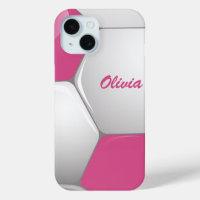 Customizable Football Soccer Ball Pink and White