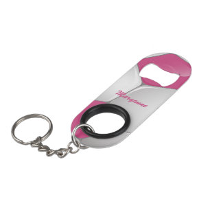 Customizable Football Soccer Ball Pink and White Keychain Bottle Opener
