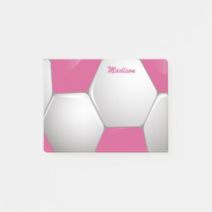 Customizable Football Soccer Ball Pink and White Post-it Notes