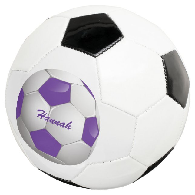 Customizable Football Soccer Ball Purple and White (Three Quarter)