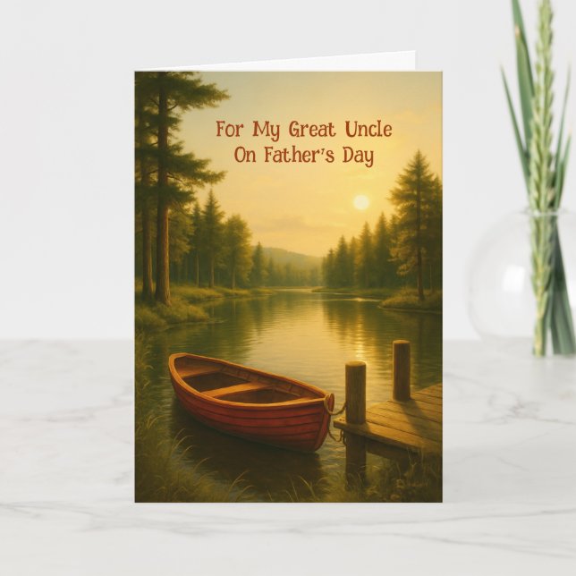 Customizable for Father’s Day Red Boat by the Pond Thank You Card (Front)