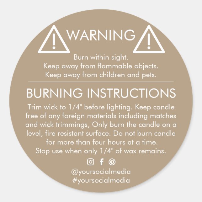 Customizable for Homemade Candles Classic Round Sticker (Front)