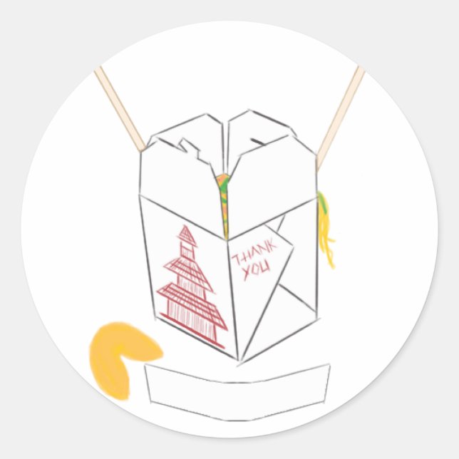 Customizable Fortune Cookie w/ Chinese Takeout Box Classic Round Sticker (Front)