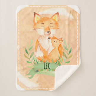 Customizable Fox Baby Blanket Sherpa