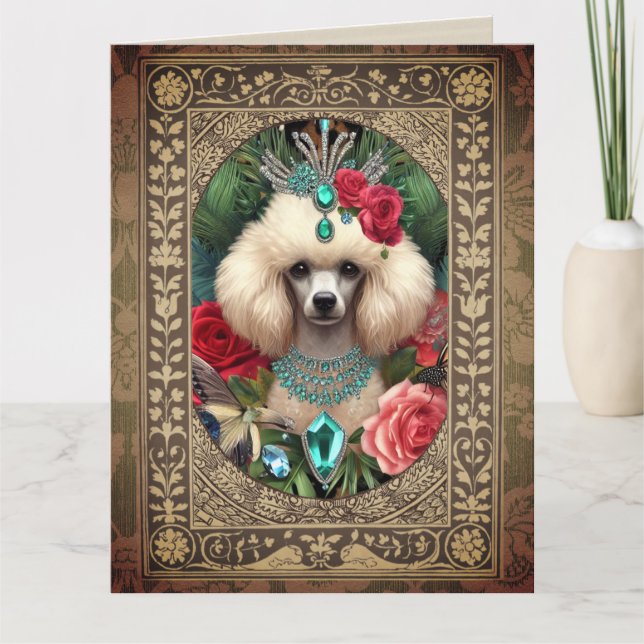 Customizable Framed Birthday Card Poodle (Front)