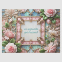 Customizable Framed Roses Tissue Wrapping Paper