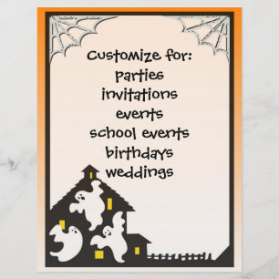Customizable friendly ghost halloween flyers