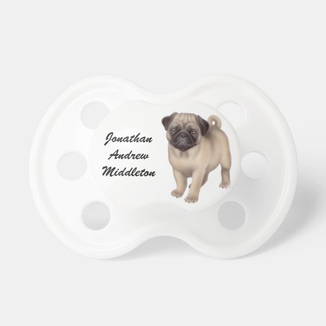 Customizable Friendly Pug Dog Pacifier (Front)
