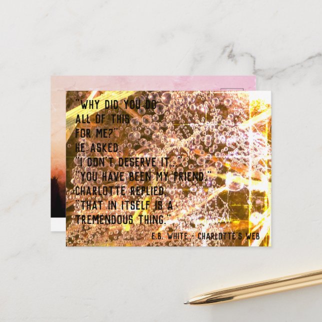 Customizable Friendship Quote - Charlotte's Web Postcard (Front/Back In Situ)