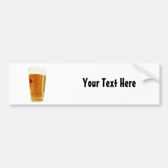 Customizable Full Golden Beer Glass Bumper Sticker (Front)