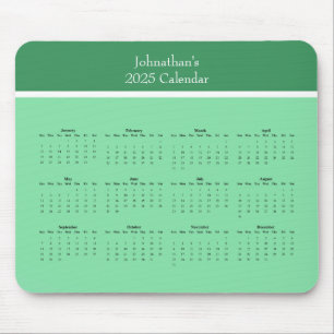 Customizable full year 2025 calendar mouse pad