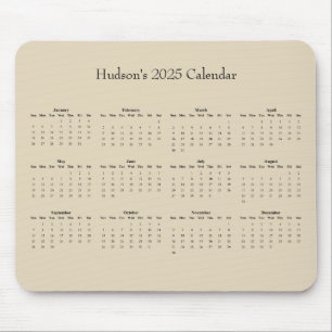 Customizable full year 2025 calendar mouse pad