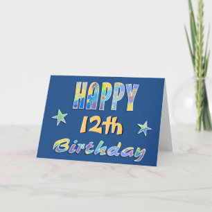Customizable Fun Stars 12th Birthday Greeting Card