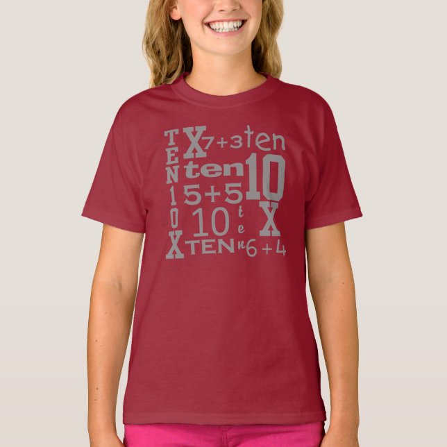 Customizable FUN Ten MATH Inspired 10th BIRTHDAY T-Shirt (Front)