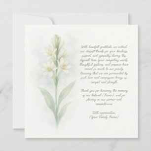 Customizable Funeral Thank You Card