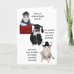 Customizable Funny Cat High School Graduation Card