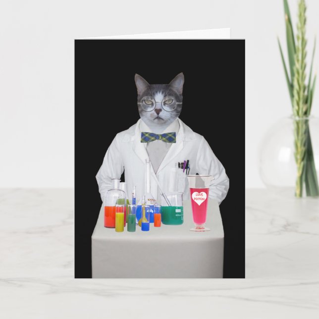 Customizable Funny Cat/Kitty DR. LOVE Holiday Card (Front)