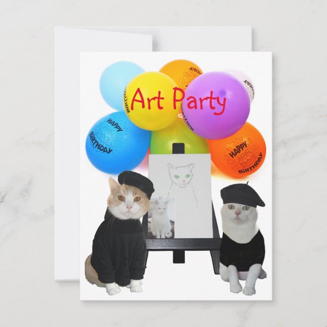 Customizable Funny Cats Art Party Invitation (Front)