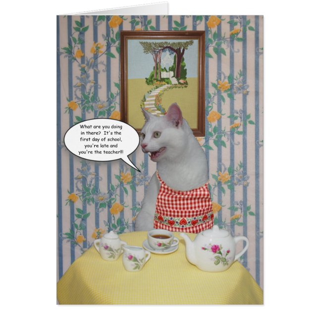 Customizable Funny Cats Back to School Card (Front)