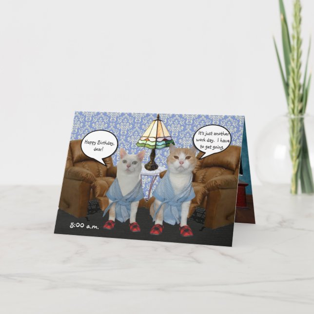 Customizable Funny Cats Husband Birthday Card (Front)