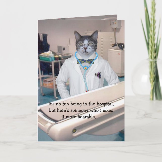 Customizable Funny Cats/Kitties Get Well Card (Front)