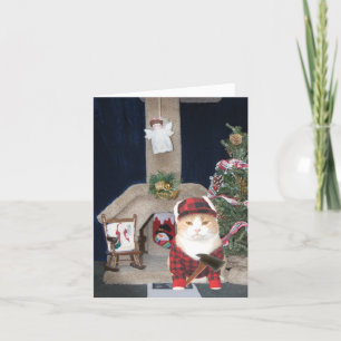 Customizable Funny Christmas Cat Condo Holiday Card
